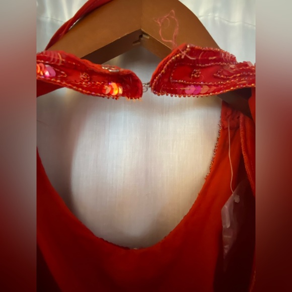 Beaded Red 80’s style Dress with Shoulder Pads Silky Nights New York - Picture 7 of 13